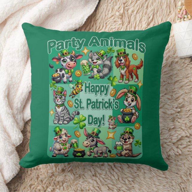 St. Patrick Day-Roligten och "Party Animals" Kudde (Filt)