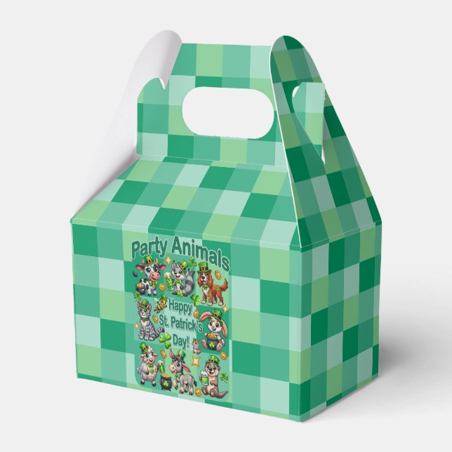 St. Patrick Day-Roligten och "Party Animals" Presentaskar (Framsidan Sidan)