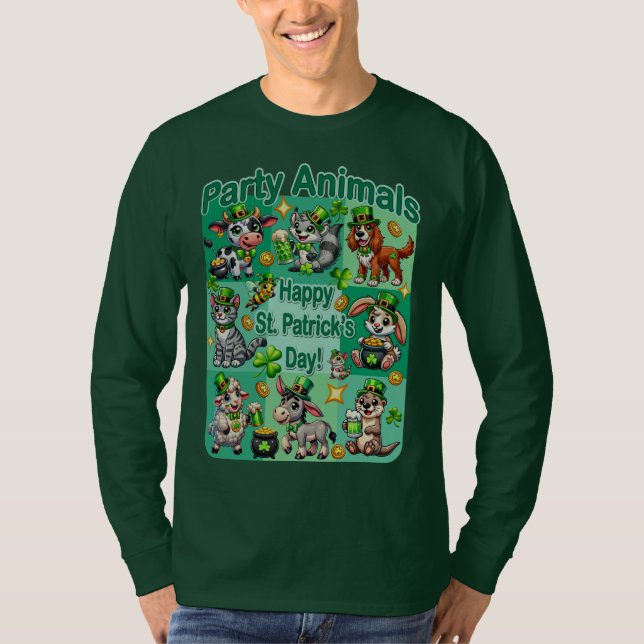 St. Patrick Day-Roligten och "Party Animals" T Shirt (Framsida)