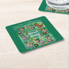 St. Patrick Day-Roligten och "Party Animals" Underlägg Papper Kvadrat