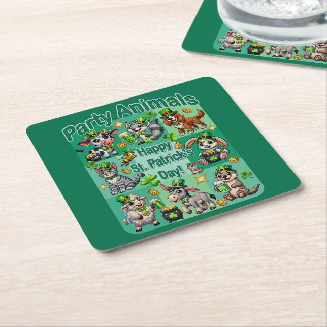 St. Patrick Day-Roligten och "Party Animals" Underlägg Papper Kvadrat (Vinklad)