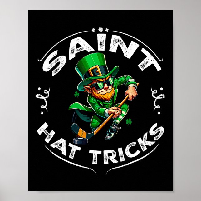 St Patrick Day Saint Hat Trick Rolig Hockey Pojke  Poster (Framsidan)