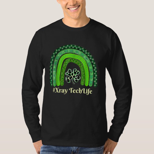 St Patrick Day Scrub Tops Nurse XRay Tech Rainbow  T Shirt (Framsida)