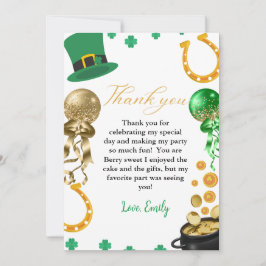 St Patrick day Shamrock Birthday Tack för kortet Meddelande