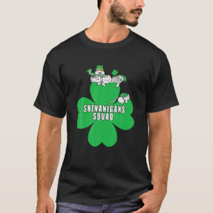 St Patrick Day Shenanigans Squad Cat Grönt Shamroc T Shirt