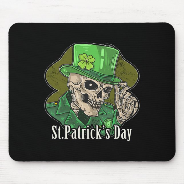 St. Patrick Day Skeleton Klöver Roligt Sarcastic Musmatta (Framsidan)