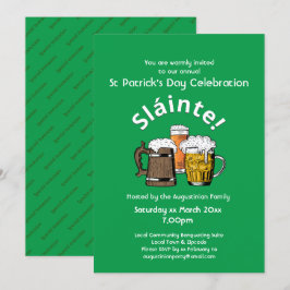 St Patrick' Day Sláinte Cheers & Öl Party Inbjudningar