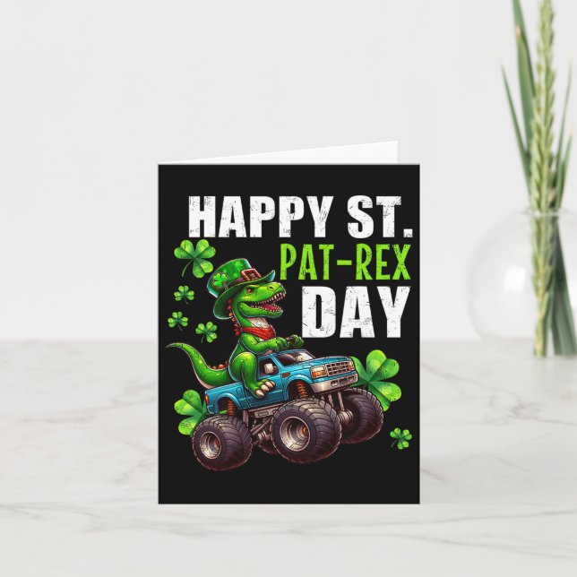 St Patrick Day T-rex Monster Truck  Kort (Framsida)