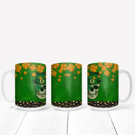 St. Patrick Day Theme med Skull och Shamrock Två-Tonad Mugg