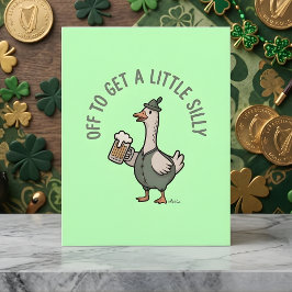St Patrick Days Funny Drinking Goose Julkort
