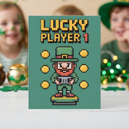 St Patrick Days Lucky Gamer Player Julkort