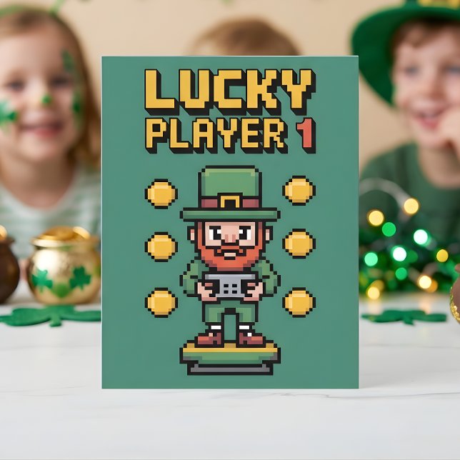 St Patrick Days Lucky Gamer Player Julkort (Skapare uppladdad)