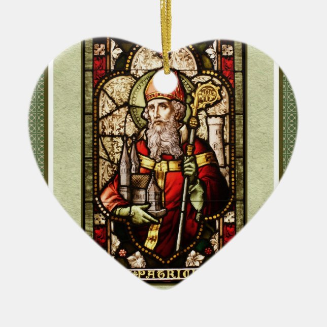 St. Patrick Digital Art Ceramic Heart Ornament (Framsidan)
