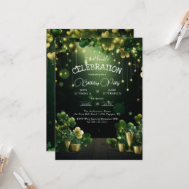 St. Patrick Dubbla födelsedagsfest grönt klöver Inbjudningar