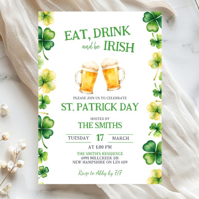 St Patrick Eat, Drink, and be Irish Party Inbjudningar (Skapare uppladdad)