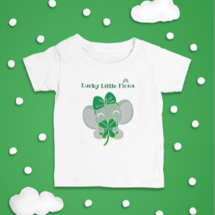 St Patrick Elephant Grönt Klöver Rainbow Birthday T Shirt
