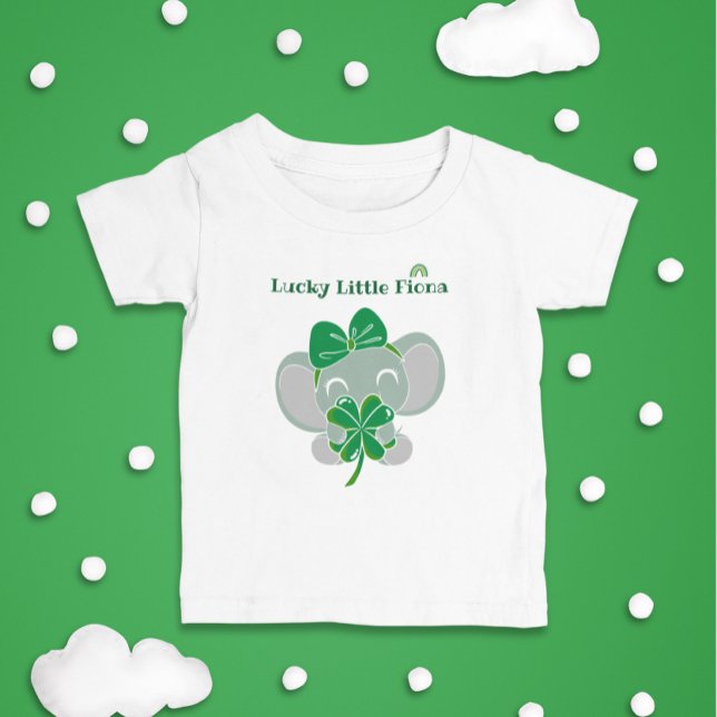 St Patrick Elephant Grönt Klöver Rainbow Birthday T Shirt (Skapare uppladdad)