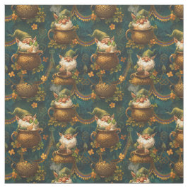 St. Patrick Gnome Pot Guld 4 Löv Klöver Mönster Tyg