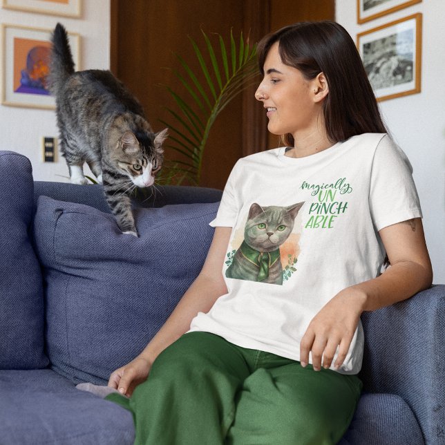 St Patrick Grått Cat Magally Un Pinchable T Shirt (Skapare uppladdad)