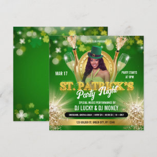 St Patrick Grön Guld Fest Flyer Inbjudan