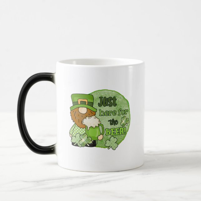 St. Patrick Grönt Gnome | Bara här för öl Magisk Mugg (Vänster)