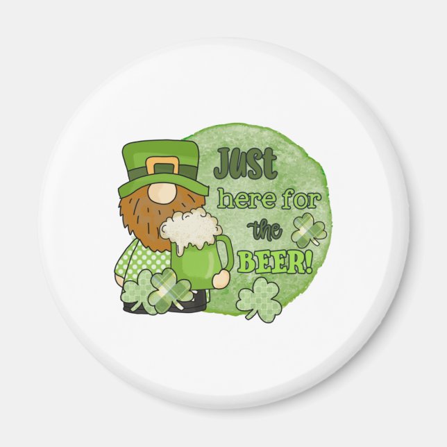 St. Patrick Grönt Gnome | Bara här för öl Magnet (Framsidan)