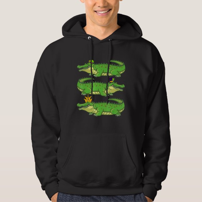 St Patrick Hat Krona Alligator Zoo Animals Ponds C Hoodie (Framsida)