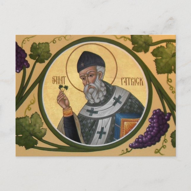 St. Patrick Icon Prayer Card Vykort (Framsida)