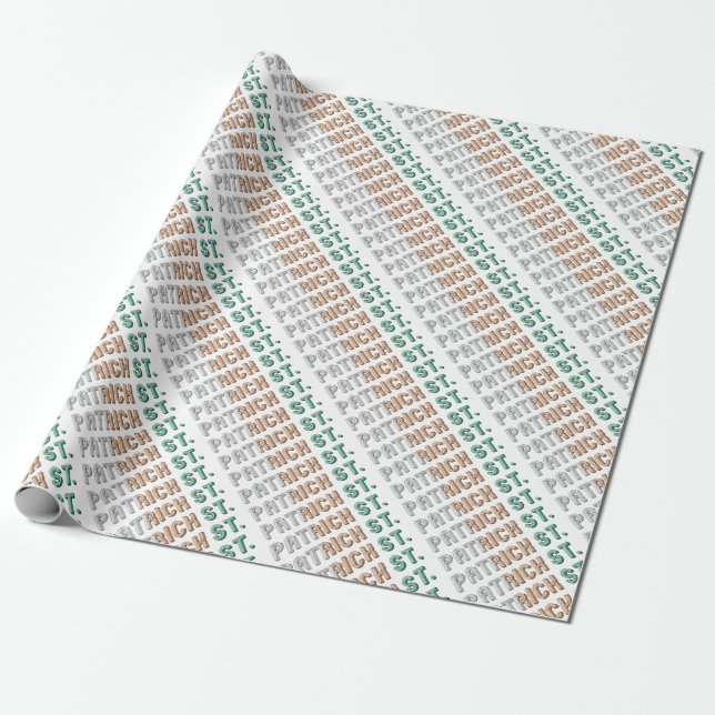 St. Patrick Ireland St. Paddy Typography Presentpapper (Utrullad)