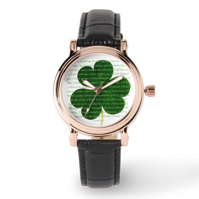 St. Patrick Irish Dikt Hjort Gråter Shamrock Armbandsur (Framsida)