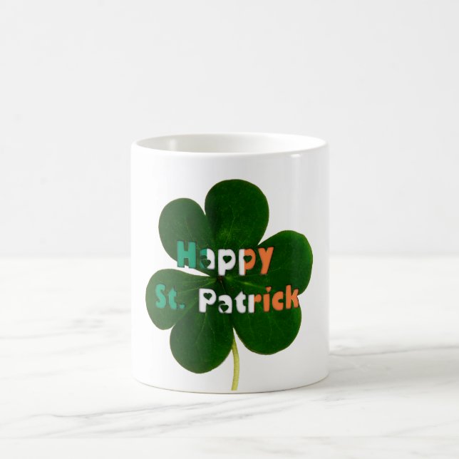 St. Patrick Irish Flagga Typography Shamrock Kaffemugg (Center)