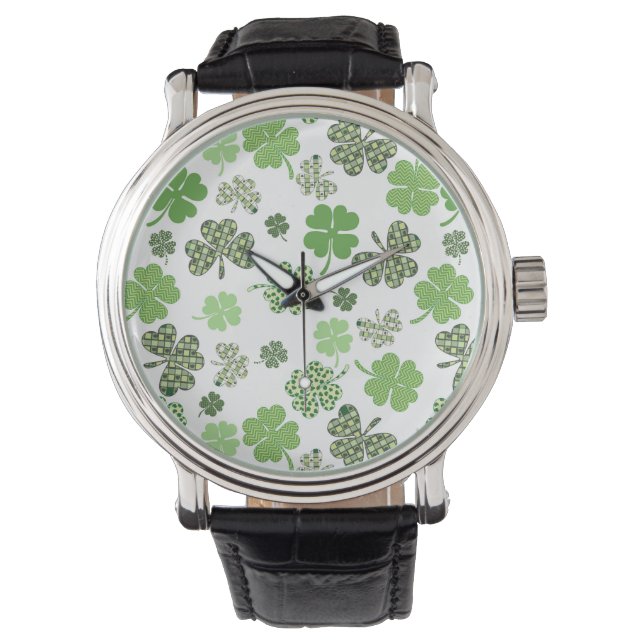 St. Patrick Irish Shamrock Klöver Grönt Armbandsur (Framsida)