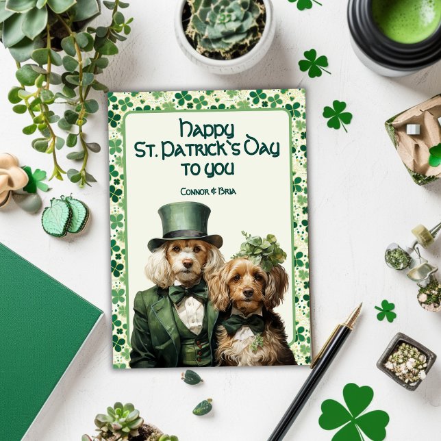 St. Patrick Irish Tassar Duo Hund Julkort (Skapare uppladdad)