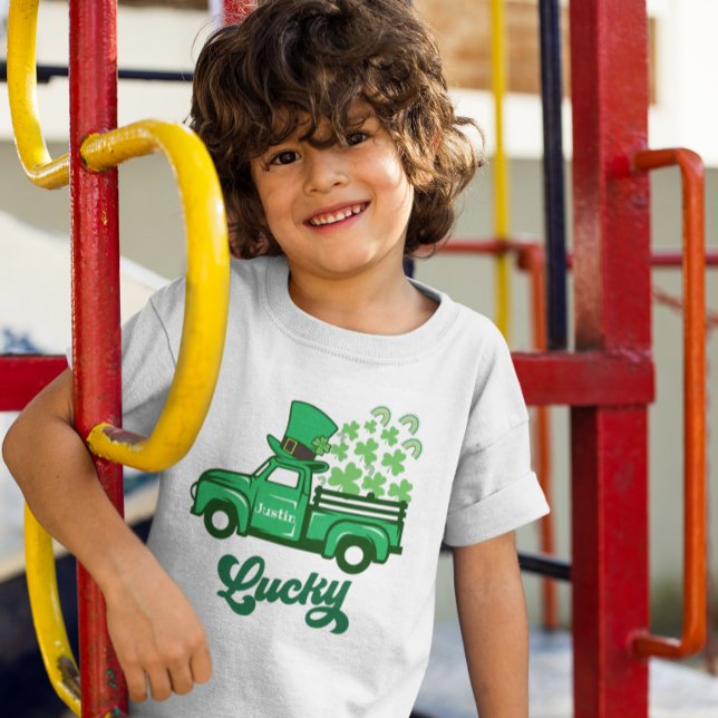 St Patrick Leprechaun Lastbil Rainbow Tur Shamrock T Shirt (Skapare uppladdad)