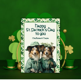St. Patrick Lucky Irish Tassar Duo Hund Julkort