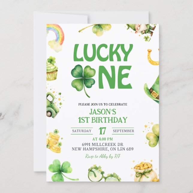 St Patrick Lucky One First Birthday Invitation Inbjudningar (Framsida)