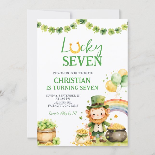 St Patrick Lucky Seven Birthday Invitation Inbjudningar (Framsida)
