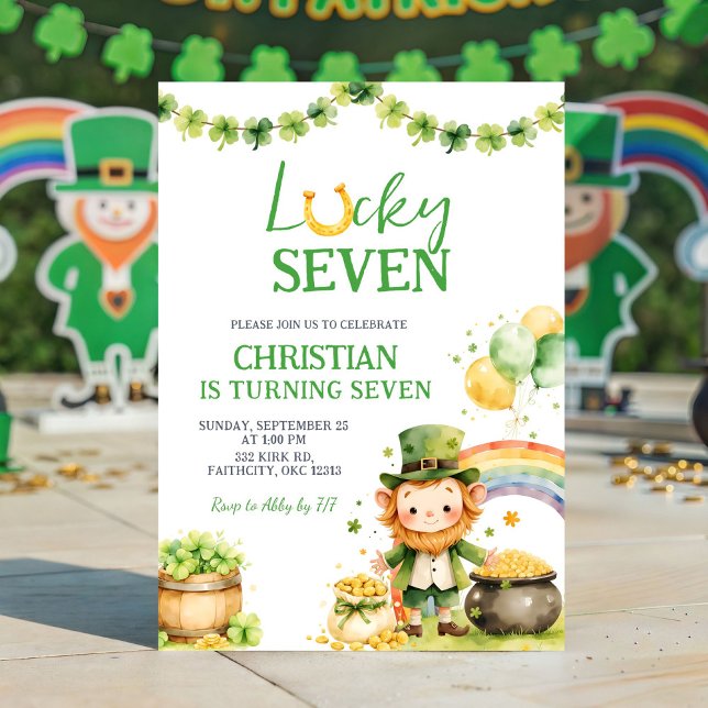 St Patrick Lucky Seven Birthday Invitation Inbjudningar (Skapare uppladdad)