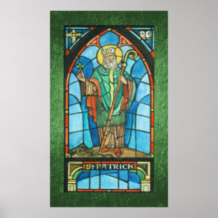 St Patrick målat glassreproduktion Poster