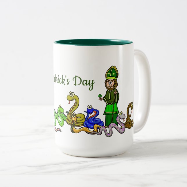 St. Patrick och Snakes Funny Mug Två-Tonad Mugg (Framsida höger)