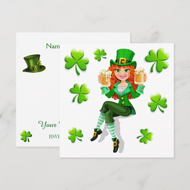 St. Patrick Party-inbjudan Inbjudningar (Fram/baksida)