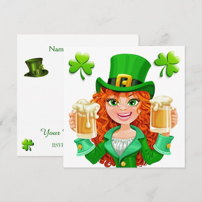 St. Patrick Party-inbjudan Inbjudningar (Fram/baksida)