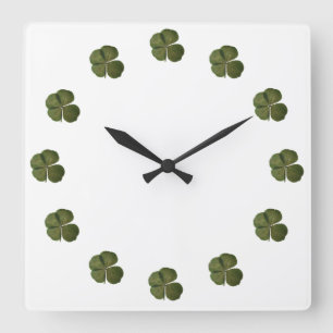 St Patrick Real 4 Löv Klöver Wall Clock Fyrkantig Klocka
