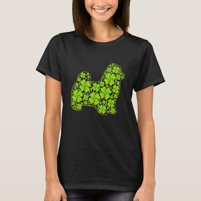 St Patrick Retro Leprechaun Maltesisk Hund Shamroc T Shirt (Framsida)