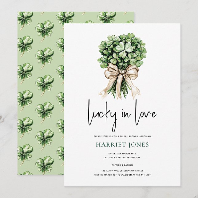 St Patrick’s Bridal Shower Clover Bouquet Inbjudningar (Fram/baksida)