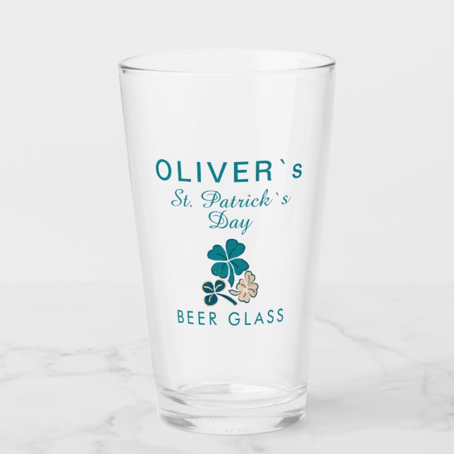 St Patrick`s dag Namn Klöver Shamrock Öl Glaskopp (Framsida)