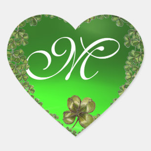 ST.PATRICK:S DAGLIGA GRÖNT EMERALD GEM SHAMROCK HE HJÄRTFORMAT KLISTERMÄRKE