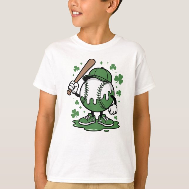 St. Patrick’s Day Baseball Ice cream Kid  T Shirt (Framsida)