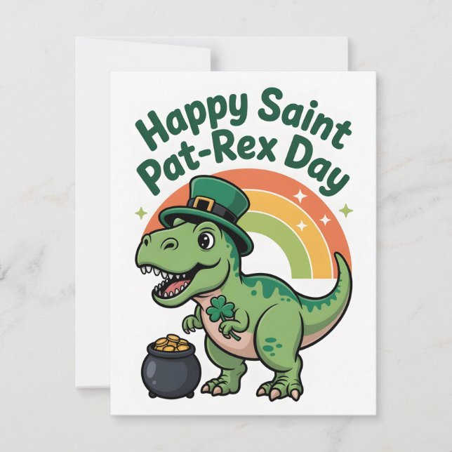 St Patrick’s Day Card Cute Dino Julkort (Framsida)