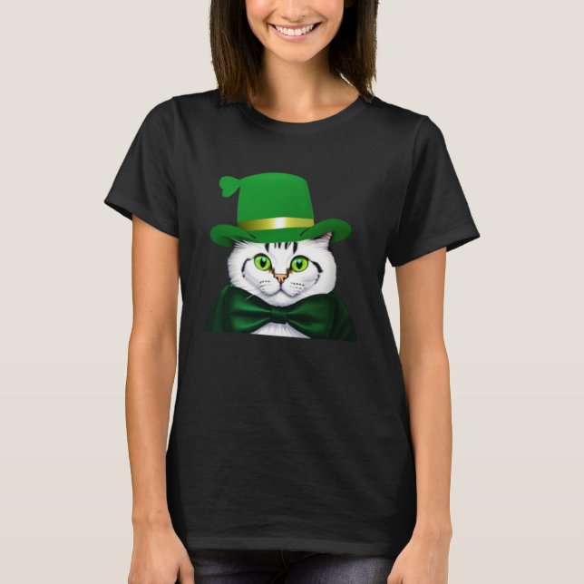 St Patrick s Day Cat Cute St Paddys Dat Cat T Shirt (Framsida)